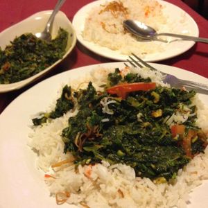 spinach dish at Purnima Bangladeshi Cuisine in Chamblee