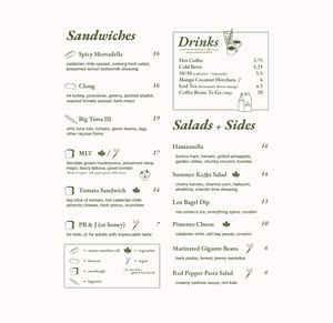 menu from August 2025  at Tall Trees Cafe in Ferndale