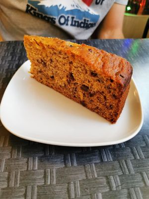 Banana cake. It looks a little bit dry but it actually was rather moist. Lovely natural banana flavour! at Fi Real in Bristol