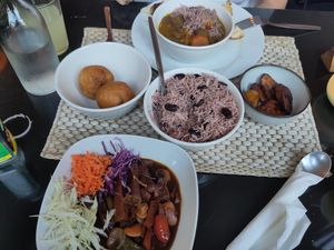 Recommend doing this! Main each and rice and peas/plaintain/dumplings at Fi Real in Bristol