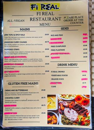 Menu at Fi Real at Fi Real in Bristol