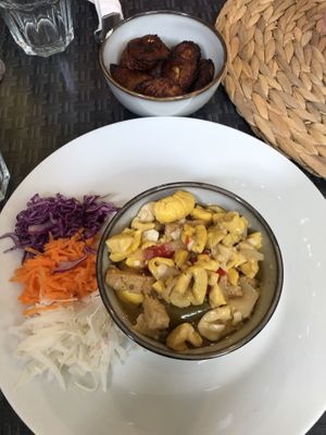 Ackee with tofu and friend plantain  at Fi Real in Bristol