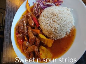 Sweet n sour strips at Fi Real in Bristol