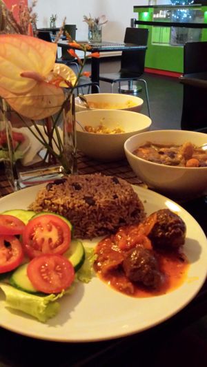 vegeballs and ital stew at Fi Real in Bristol