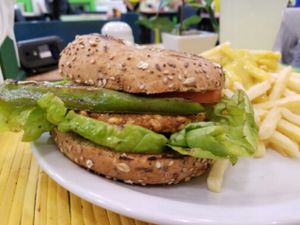 Quinoa Pepper 'hamburger' at Konu Bar in Buenos Aires