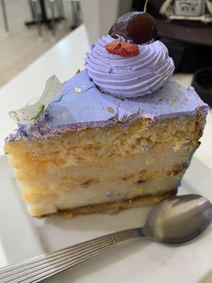 Carrot cake layered with lemon cheesecake at Konu Bar in Buenos Aires