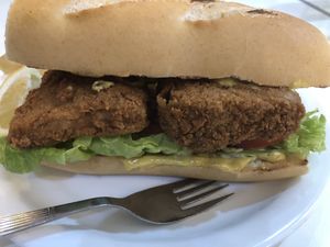 Tofu sandwich (comes with either salad or fries, and a drink from a choice of 3)   at Konu Bar in Buenos Aires