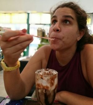 enjoying my soyshake!  at Konu Bar in Buenos Aires