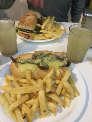 Seitan steak and cheese baguette, with chips and lemonade deal. at Konu Bar in Buenos Aires