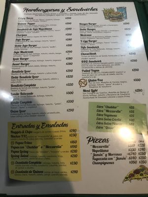 Menu at Konu Bar in Buenos Aires