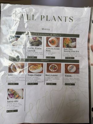 Menu (1)  at All Plants in Honolulu