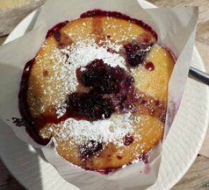 vegan cherry muffin at Dad and Dave's Cafe in Yarraville