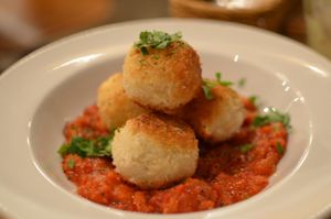Potato croquettes with raw salsa (I think that's what it was, anyway) at Rejuve in Tokyo