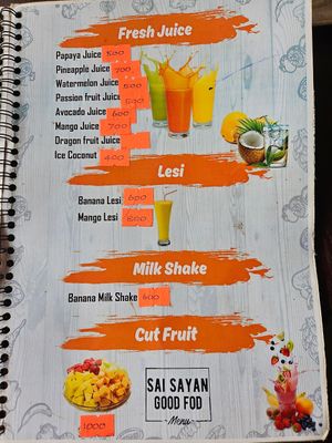 Menu at Saai Sayan in Eastern Province