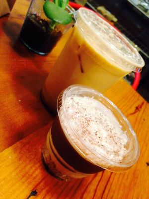 Cold brew latte with Brazil but milk and Tiramisu tart cup at P.S. and Co. in Philadelphia