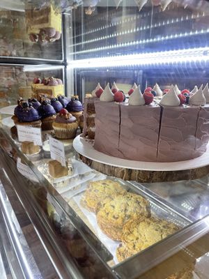 Carrot cake with purple icingg  at P.S. and Co. in Philadelphia