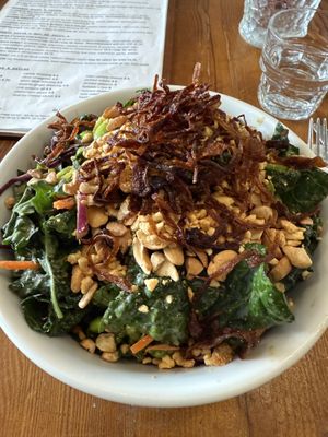 Kale and endamame salad with crispy onionns  at P.S. and Co. in Philadelphia