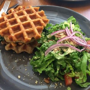 Waffle sandwich thing from the brunch menu, it was amazing  at P.S. and Co. in Philadelphia