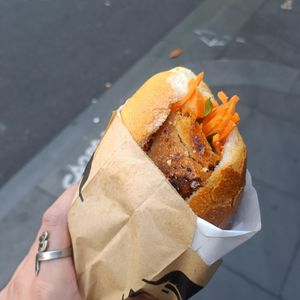 Vegan crackling banh mi at Luke’s Bánh Mì in South Melbourne