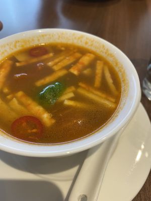 Tom yum soup   at Lotus Plant Based Kitchen in Manchester
