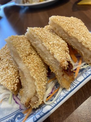 ‘Prawn’ toast  at Lotus Plant Based Kitchen in Manchester