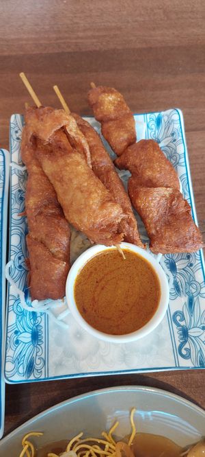 Laksa skewers at Lotus Plant Based Kitchen in Manchester