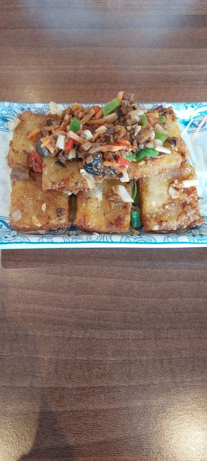 Turnip cake at Lotus Plant Based Kitchen in Manchester