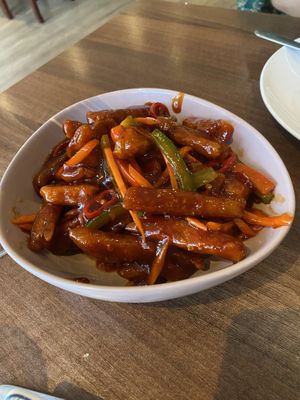 Szechuan Beef   at Lotus Plant Based Kitchen in Manchester