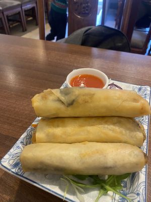 Spring rolls   at Lotus Plant Based Kitchen in Manchester