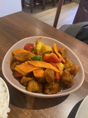 Sweet & sour chicken   at Lotus Plant Based Kitchen in Manchester