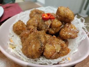 'Lamb' in plum sauce. Recommended! at Lotus Plant Based Kitchen in Manchester