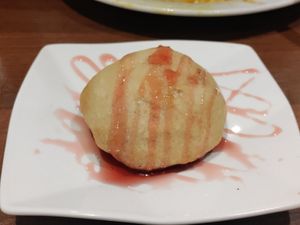 Fried ice cream. Raspberry flavor at Lotus Plant Based Kitchen in Manchester