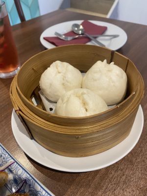 Char siu steamed buns  at Lotus Plant Based Kitchen in Manchester