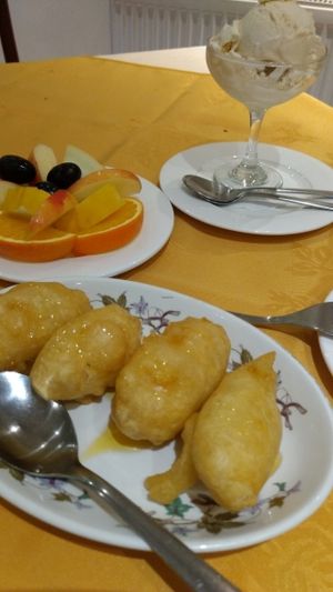 vegan ? fritters at Lotus Plant Based Kitchen in Manchester