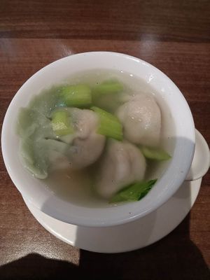 Wonton soup at Lotus Plant Based Kitchen in Manchester