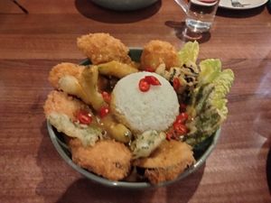 Tempura veg curry at Lotus Plant Based Kitchen in Manchester