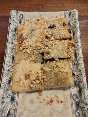 Red bean pancake at Lotus Plant Based Kitchen in Manchester