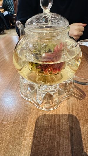 Beautiful blooming flower tea  at Lotus Plant Based Kitchen in Manchester