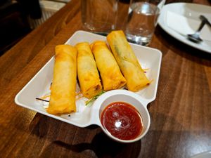 Spring rolls at Lotus Plant Based Kitchen in Manchester