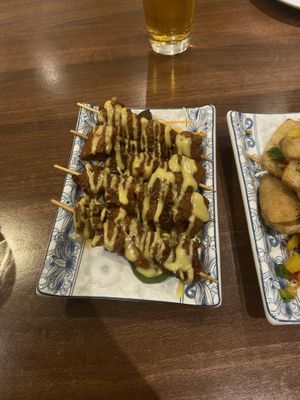 Seitan skewers  at Lotus Plant Based Kitchen in Manchester