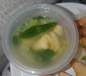 Takeaway: won ton soup at Lotus Plant Based Kitchen in Manchester
