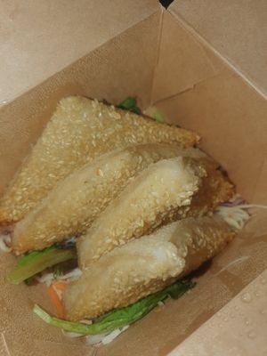 Takeaway: sesame prawn toast at Lotus Plant Based Kitchen in Manchester