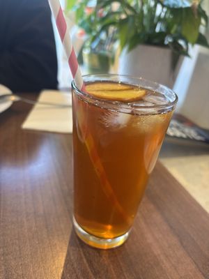 Peach iced tea   at Lotus Plant Based Kitchen in Manchester