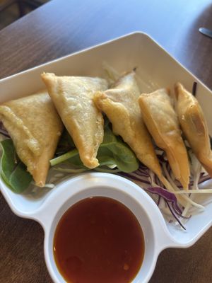 Samosas   at Lotus Plant Based Kitchen in Manchester