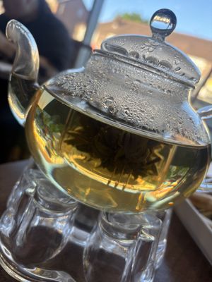 Blooming flower tea pot   at Lotus Plant Based Kitchen in Manchester