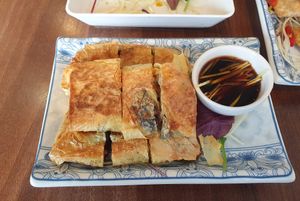 Bean curd rolls (B. Pan fried) at Lotus Plant Based Kitchen in Manchester