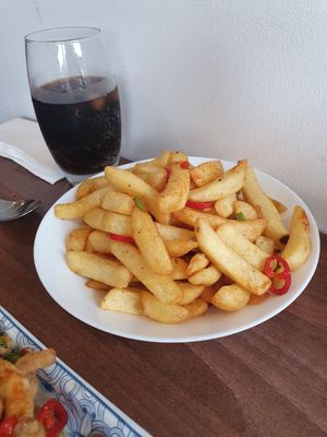 Salt & pepper chips at Lotus Plant Based Kitchen in Manchester