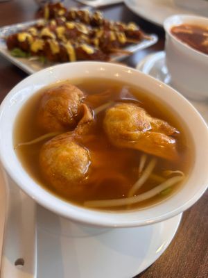 Spicy fried dumpling soup at Lotus Plant Based Kitchen in Manchester