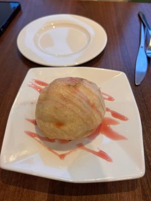 Fried raspberry-flavoured ice-cream at Lotus Plant Based Kitchen in Manchester
