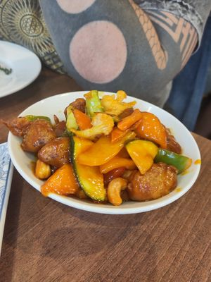 Kung Po Chicken at Lotus Plant Based Kitchen in Manchester